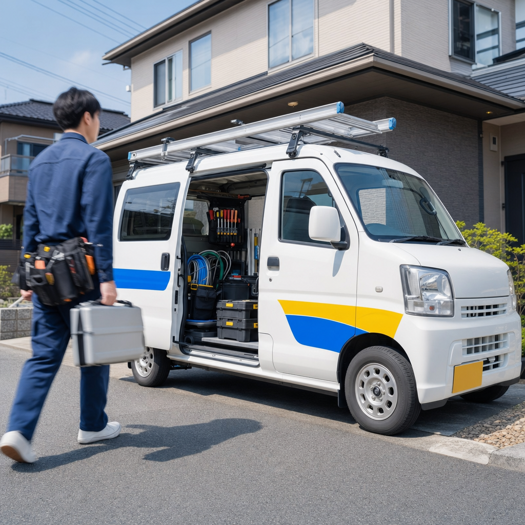 工具を積んだ作業車